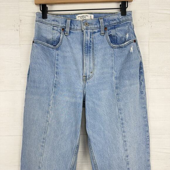 Abercrombie & Fitch Jeans 27 Curve Love 90s Straight Ultra High Rise Split Hem - Picture 3 of 16